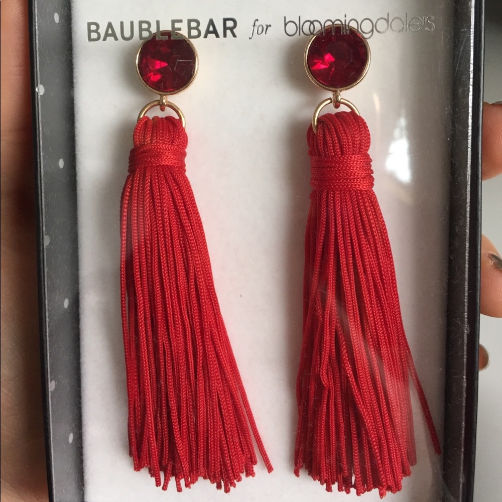 RED GOLD TASSEL EARRINGS BY BAUBLEBAR - Picture 1 of 4